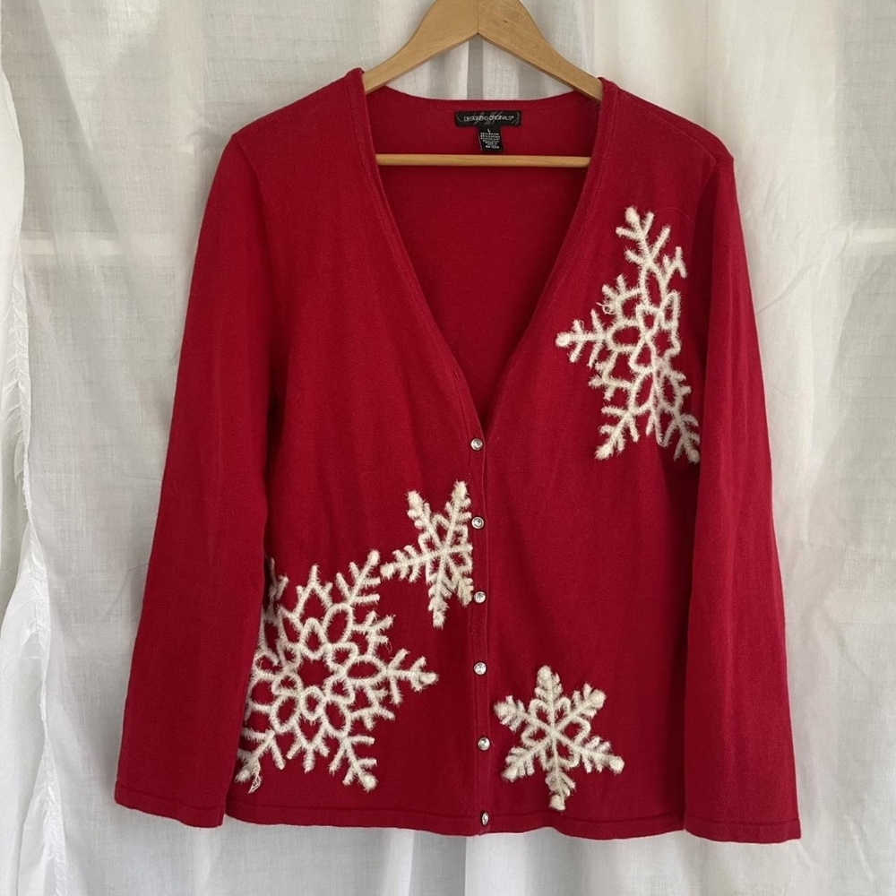 Red Snowflake Cardigan Sweater